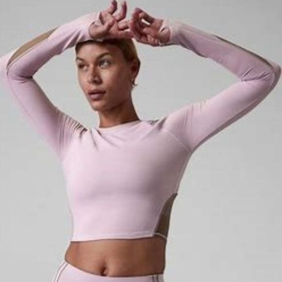 Athleta Ignite Top Shasta Purple/Bluff Gray Cropped Size Medium - Picture 1 of 15